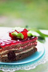 cake with cream and cherry