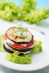 Appetizer of eggplant and tomato