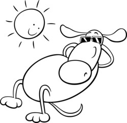 dog taking sunbath coloring page