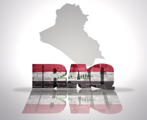 Word Iraq on a map background