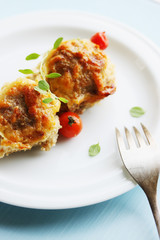 casserole with meatballs on a plate