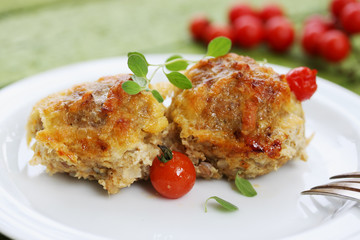 two meatballs on a plate