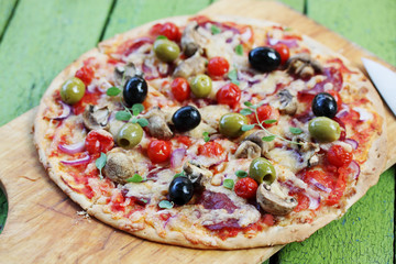 Italian pizza with sausage