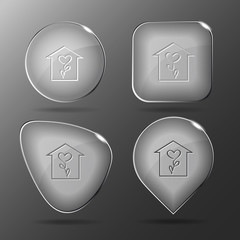 Flower shop. Glass buttons. Vector illustration.