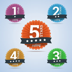 Rating badges from one to five stars