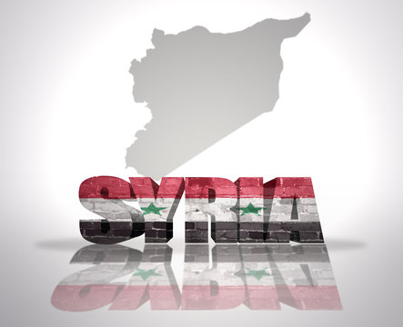 Word Syria on a map background