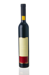 Red wine bottle on white background