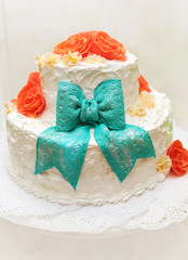 Wedding cake on light background