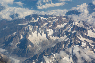 Italian and Swiss Alps seen from Airplane