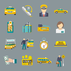 Taxi icons flat set