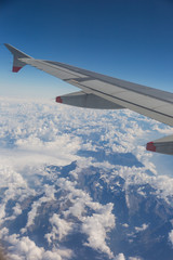 Fototapeta premium Italian and Swiss Alps seen from Airplane