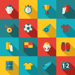 Soccer icons flat