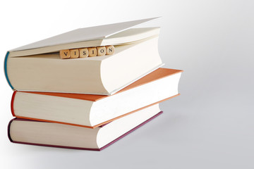 book stack and message 