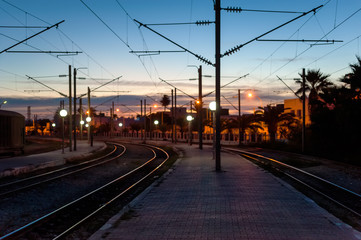 Fototapeta na wymiar Railways at twilight