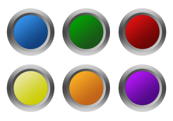 Set of rounded colorful icons in blue, green, red, orange