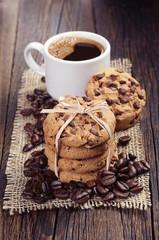 Chocolate cookies and coffee