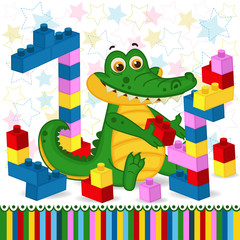 сrocodile construction plastic block - vector illustration, eps