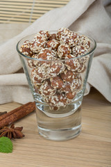 Peanut in honey with sesame seeds