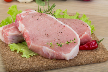 Raw pork steak