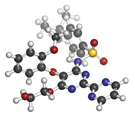 Bosentan pulmonary artery hypertension (PAH) drug molecule. 