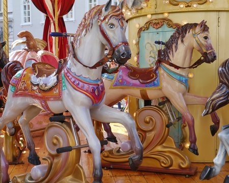 A horse at a merry-go-round in Trieste in Italy