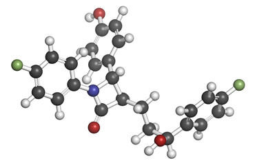 Ezetimibe cholesterol-lowering drug molecule.