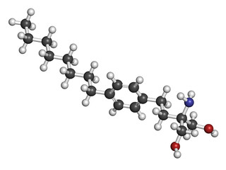 Fingolimod multiple sclerosis (MS) drug molecule. 