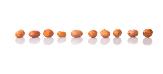 Groundnut or peanut over white background