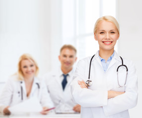 smiling female doctor with stethoscope