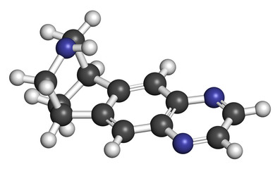 Varenicline smoking cessation drug molecule. 