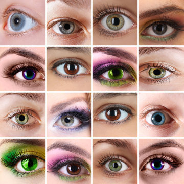 Collage of different photos showing eyes