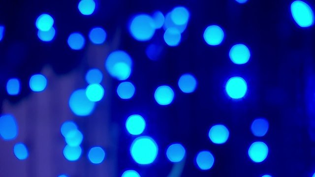 Twinkling blue lights of the light garland.