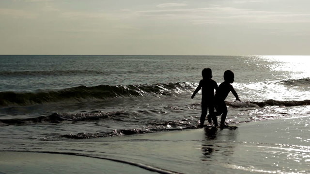 Beach kids playing