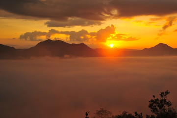 Mountain Landscape Above the Clouds at Sunrise