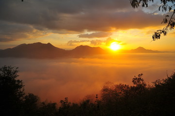 Mountain Landscape Above the Clouds at Sunrise