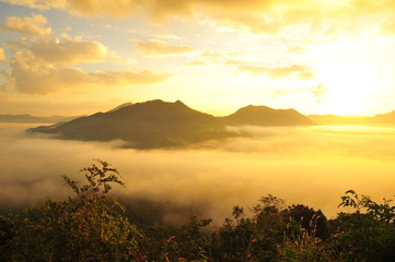 Mountain Landscape Above the Clouds at Sunrise