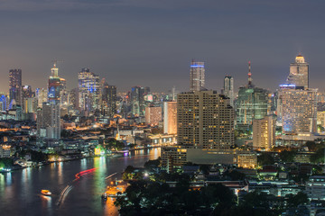 Fototapeta na wymiar Modern Business Building along the river Bangkok Thailand