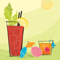 Retro Cocktails with paper umbrellas