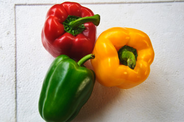 sweet peppers on kitchen