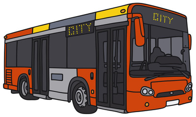 Hand drawing of a red city bus - not a real model