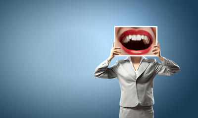 Woman showing photo