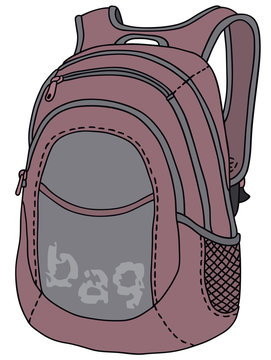 Hand drawing of a violet kitbag - vector illustration