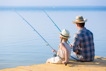 Father and daughter fishing