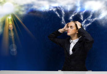 Businesswoman facing problems