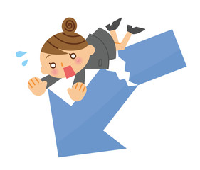 業績ダウン　ビジネスウーマン