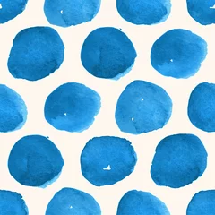 Papier Peint photo autocollant Polka dot cercles aquarelles bleus