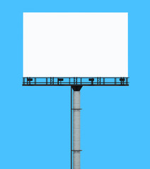 Large blank, white billboard screen, isolated on background