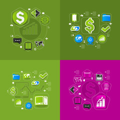 Set of sticker design. High-tech business concept