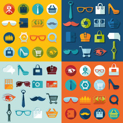 Set of fashion flat icons