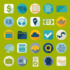 Set of business flat icons